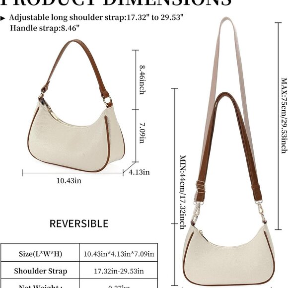 Women's Small Leather Crossbody Shoulder Bag with Detachable Straps - Picture 3 of 7